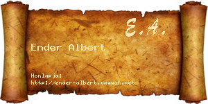 Ender Albert névjegykártya